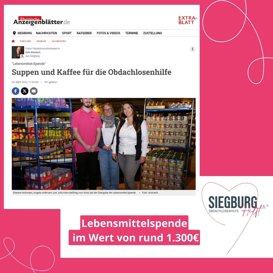 Siegburg Hilft Lebensmittelspende Warenspende