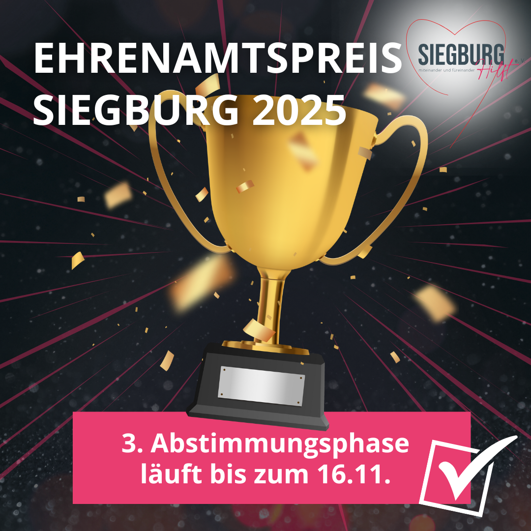 Siegburg Hilft Ehrenamtspreis Siegburg 2025 – dritte Abstimmungsphase läuft